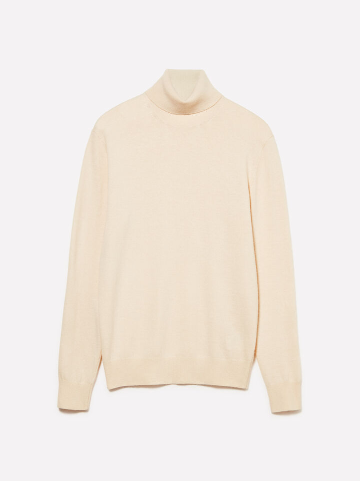 Camisola bege regular fit com gola alta - camisolas gola alta para homem - Baunilha | Sisley image number 1